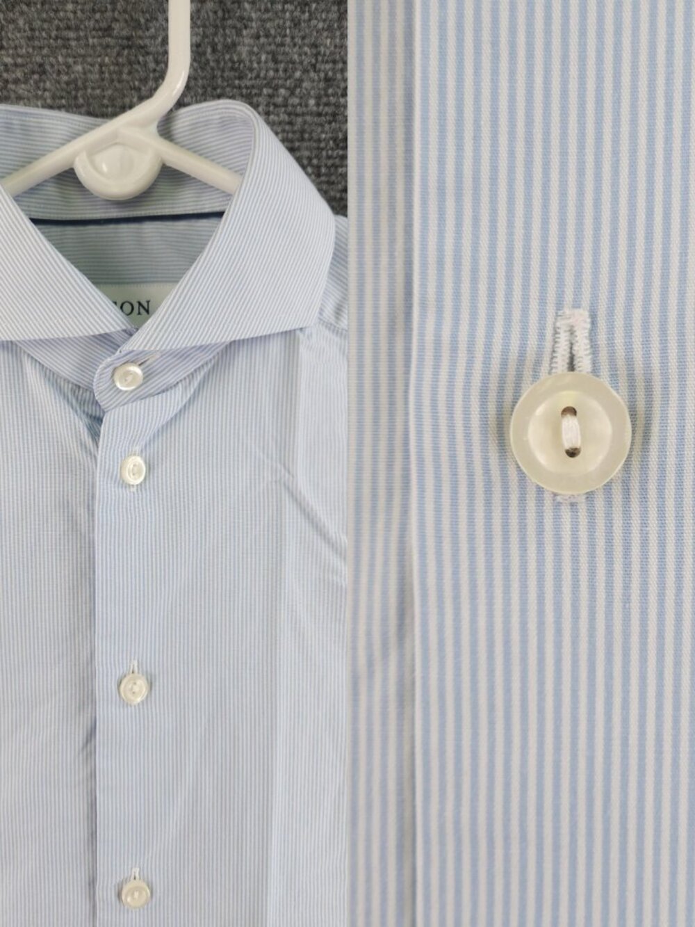 Eton Brighton Cotton Romania Super Slim Striped 14 Blue Men Shirt Long Sleeve